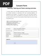 Consent Form: Teaching, Tutoring and Thesis Advising Activities