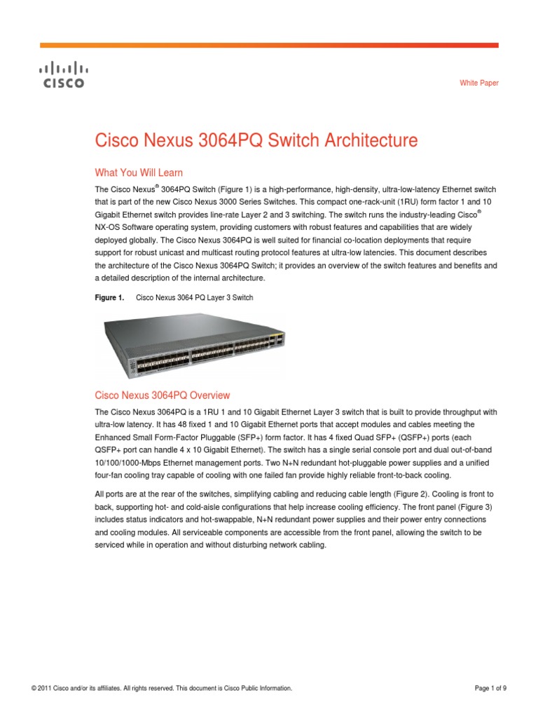 Cisco Nexus 3064PQ Switch Architecture | PDF | Network Congestion ...