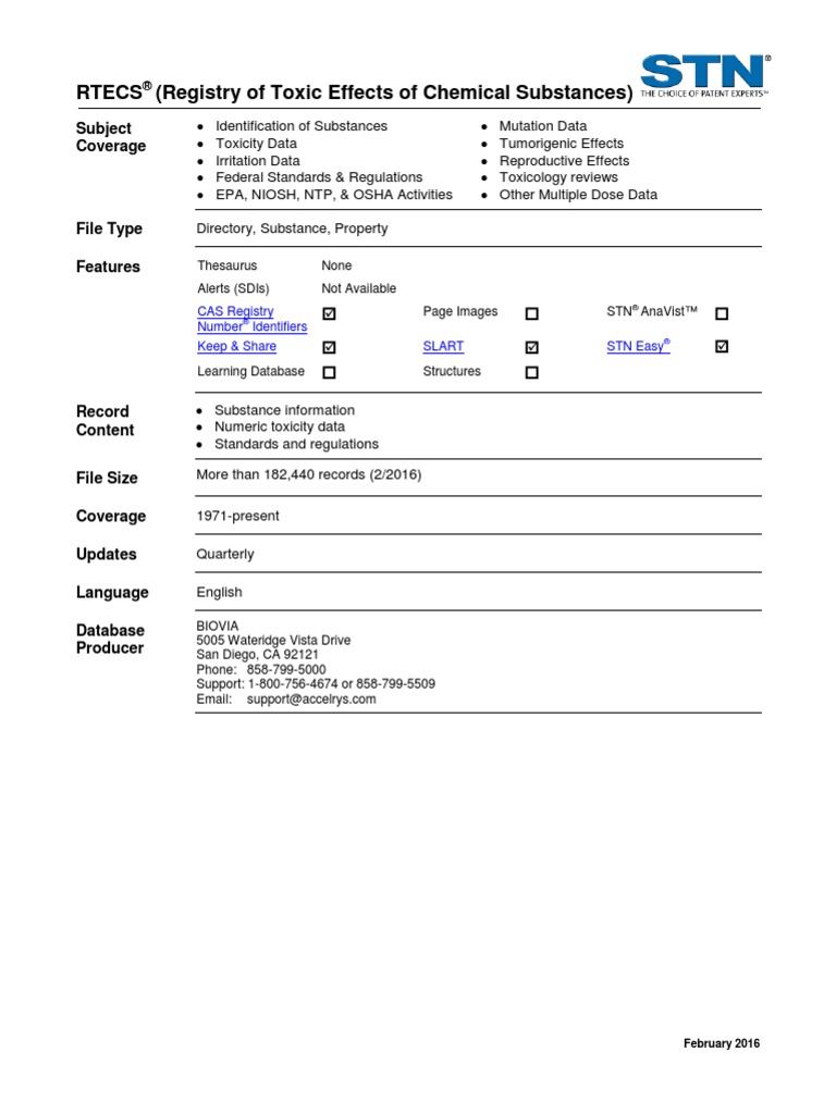 Rtecs PDF Toxicity Toxicology