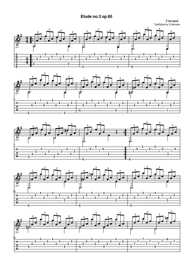 Carcassi Etude No. 3, Op. 60 | PDF | Musical Compositions