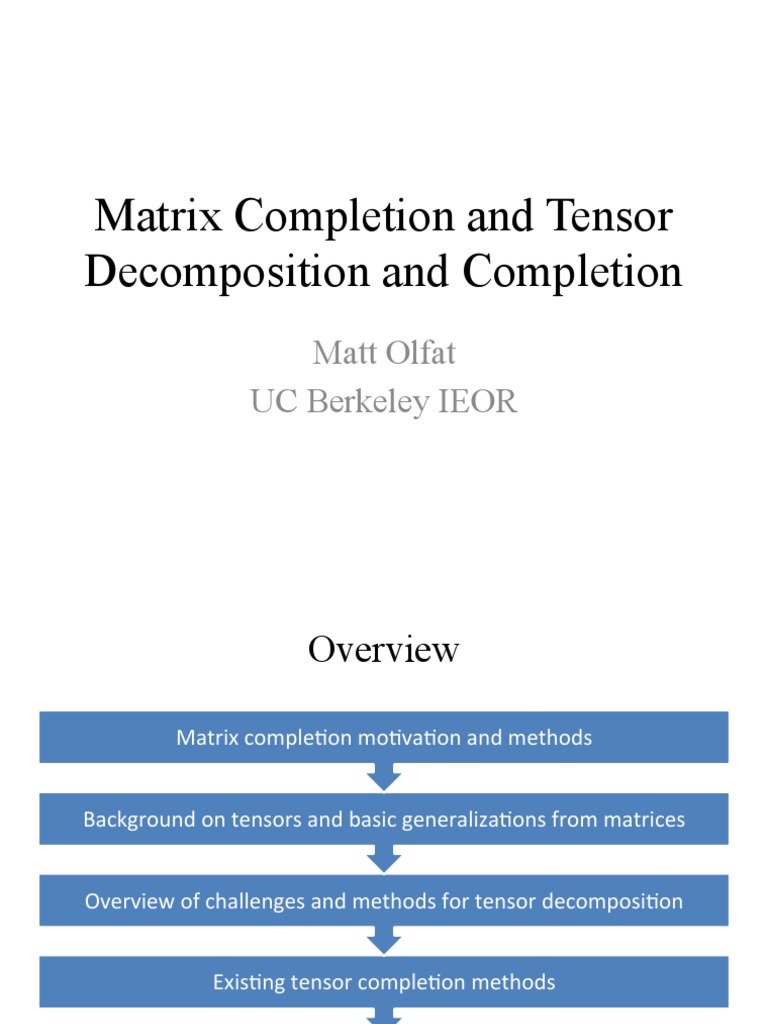 Matrix Completion and Tensor Decomposition | PDF | Matrix (Mathematics ...