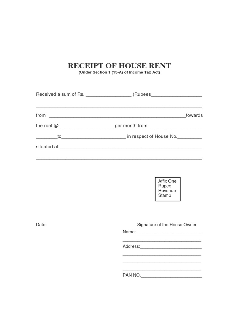 House Rent Receipt Format PDF | PDF