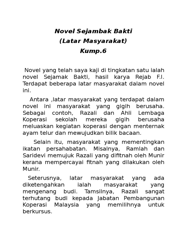 Novel Sejambak Bakti