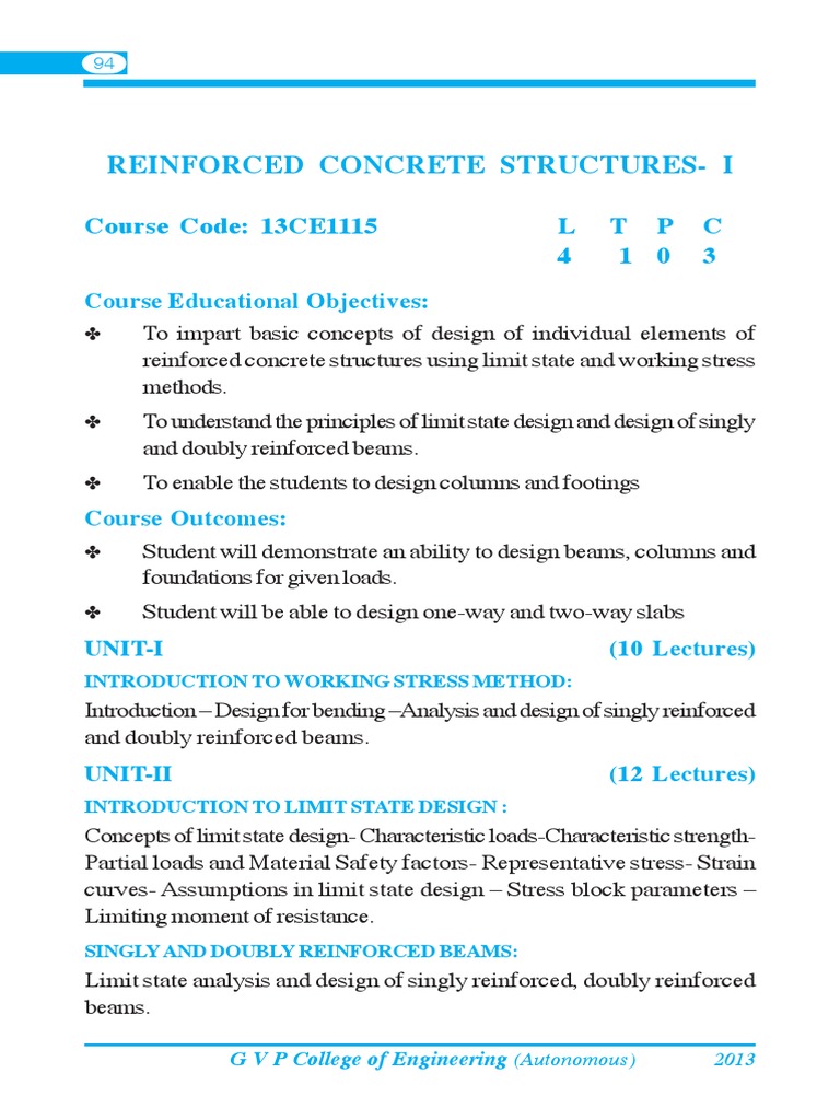 Reinforced Concrete Structures-I | PDF | Beam (Structure) | Column