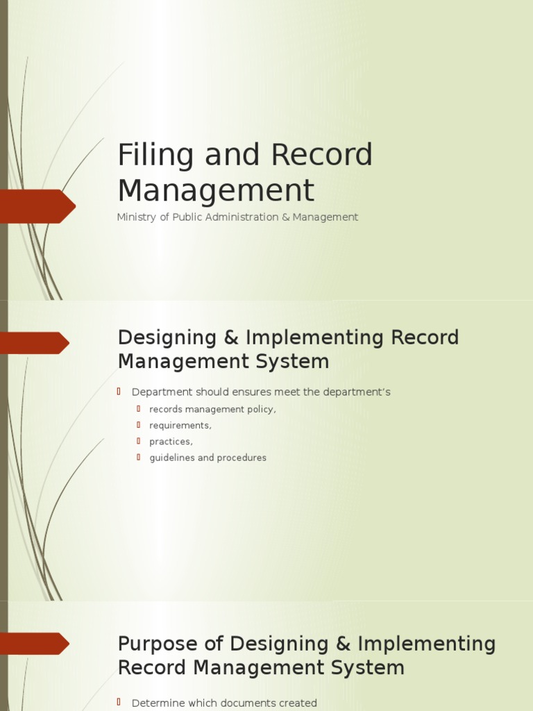 Filing and Record Management Records Management Computer Data