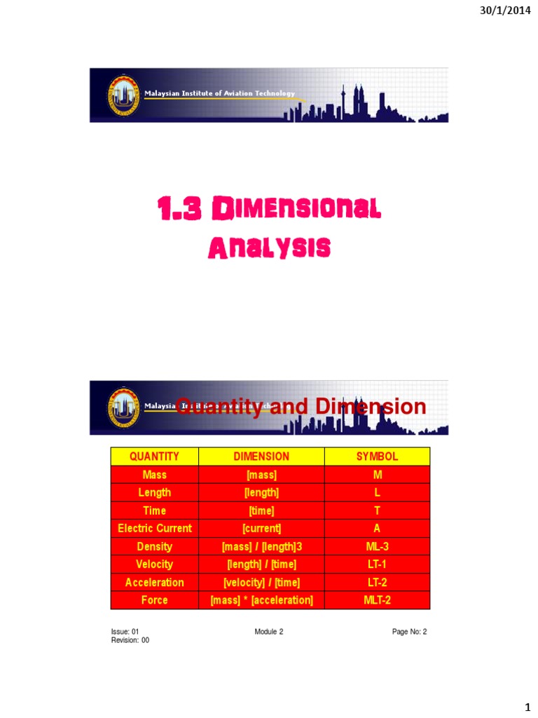 1.3 Dimensional Analysis: Quantity and Dimension | PDF