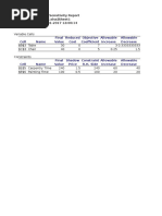 Final Reduced Objective Allowable Allowable Cell Name Value Cost Coefficient Increase Decrease