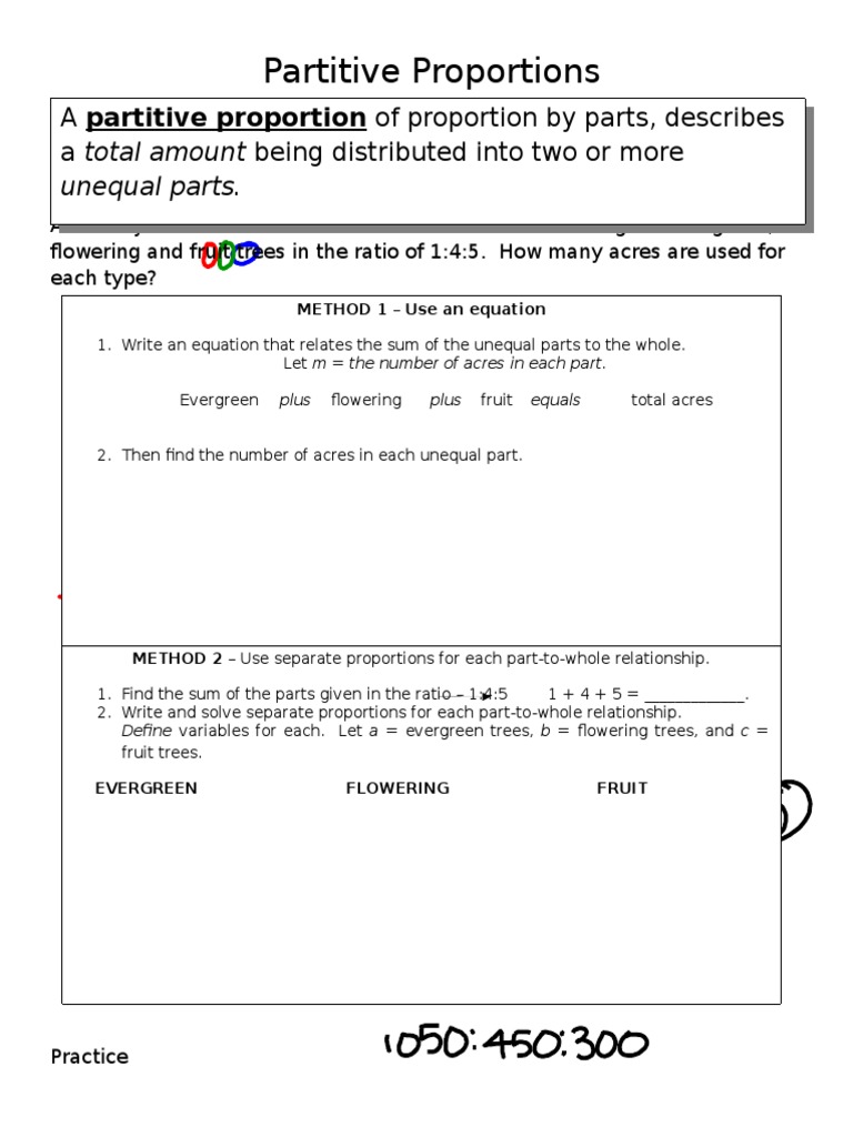 Partitive Proportions 1 Ratio Trees