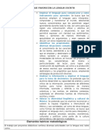 Cuadro de Doble Entrada: Elementos Que Favorecen La Lengua Escrita