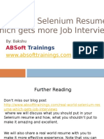 Trainings: Real World Selenium Resume Which Gets More Job Interviews
