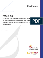 Cocineros Tema 03 Control y Recepción de Géneros. Operaciones de Almacenamiento. Circuito Documental. Confección de Fichas de Productos.