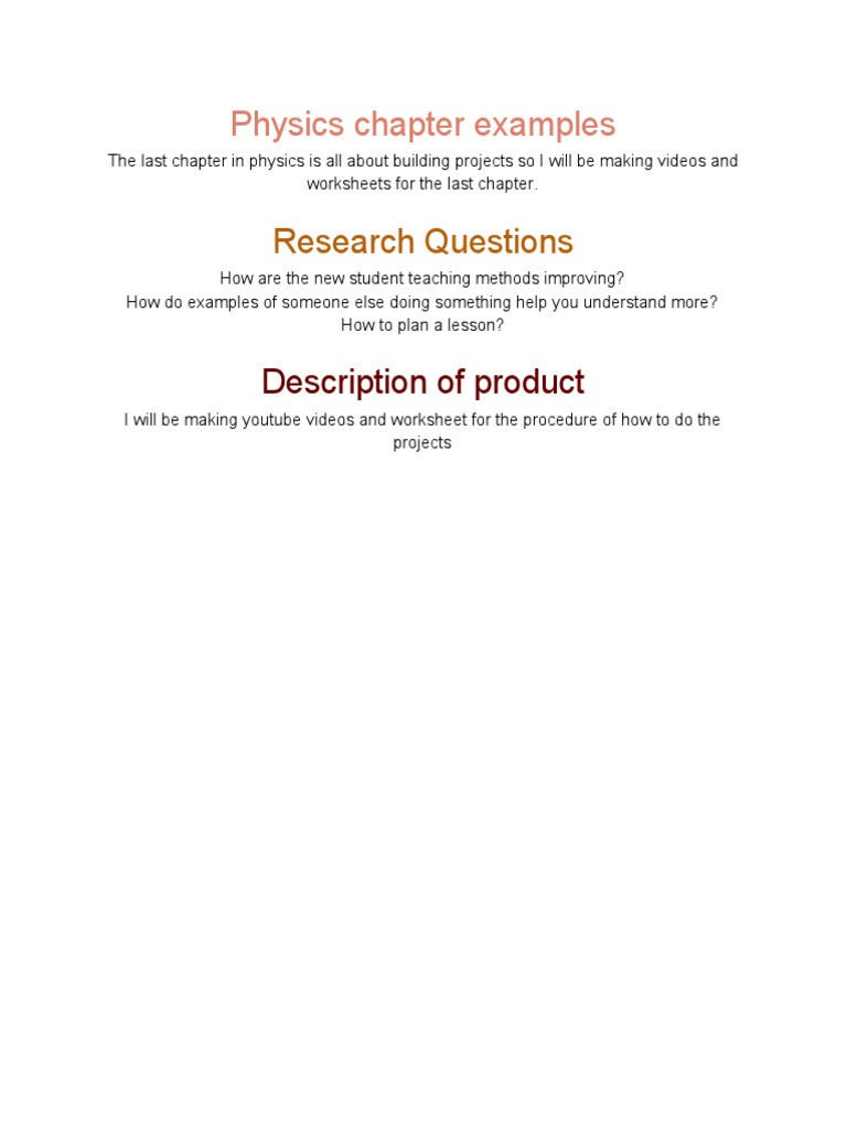 Physics Project Videos & Worksheets | PDF