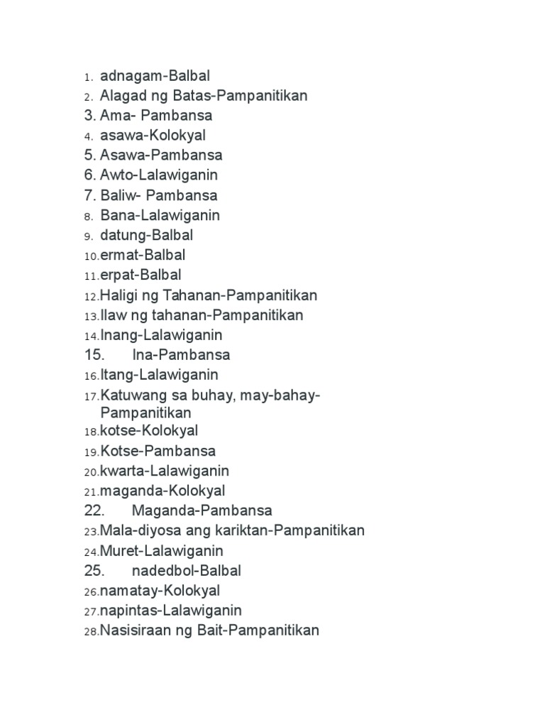 antas ng wika worksheet pdf