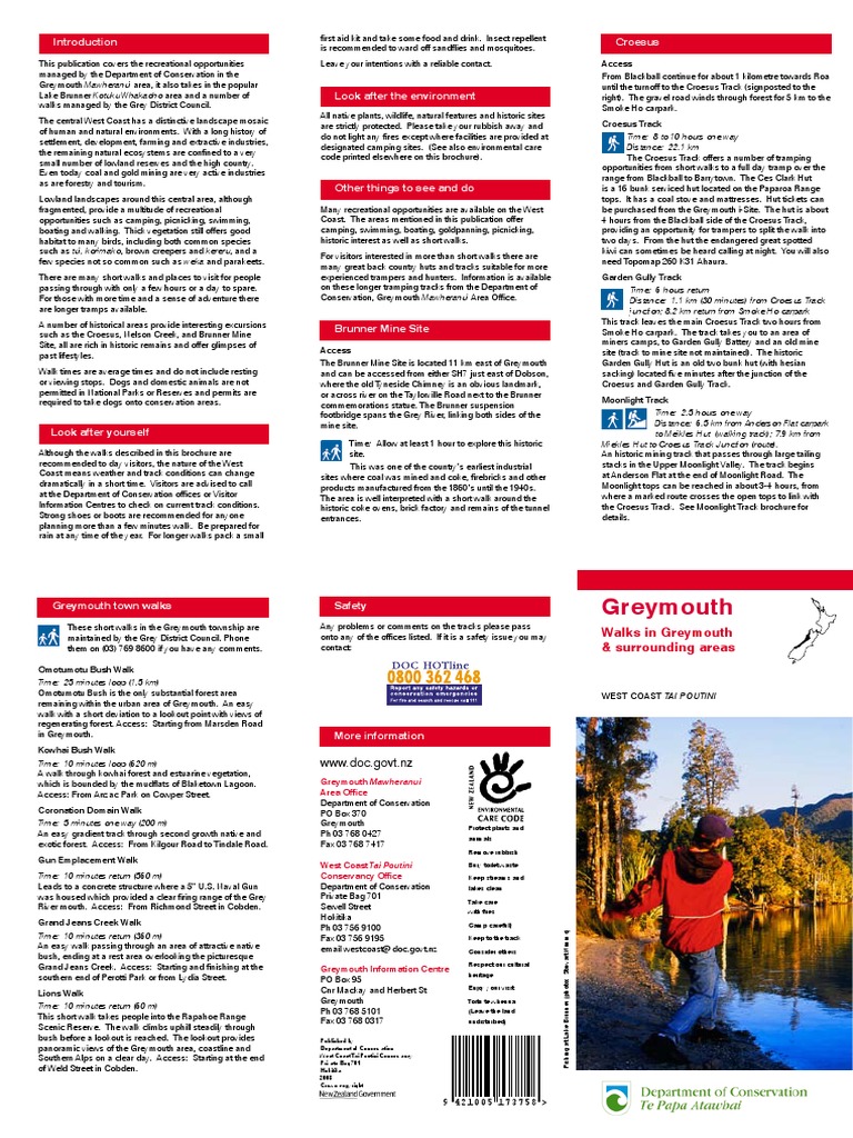 Greymouth Walks Brochure PDF | PDF | Trail | Conservation