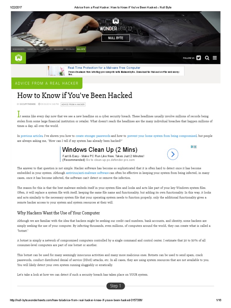 Advice From A Real Hacker - How To Know If You'Ve Been Hacked Null Byte ...