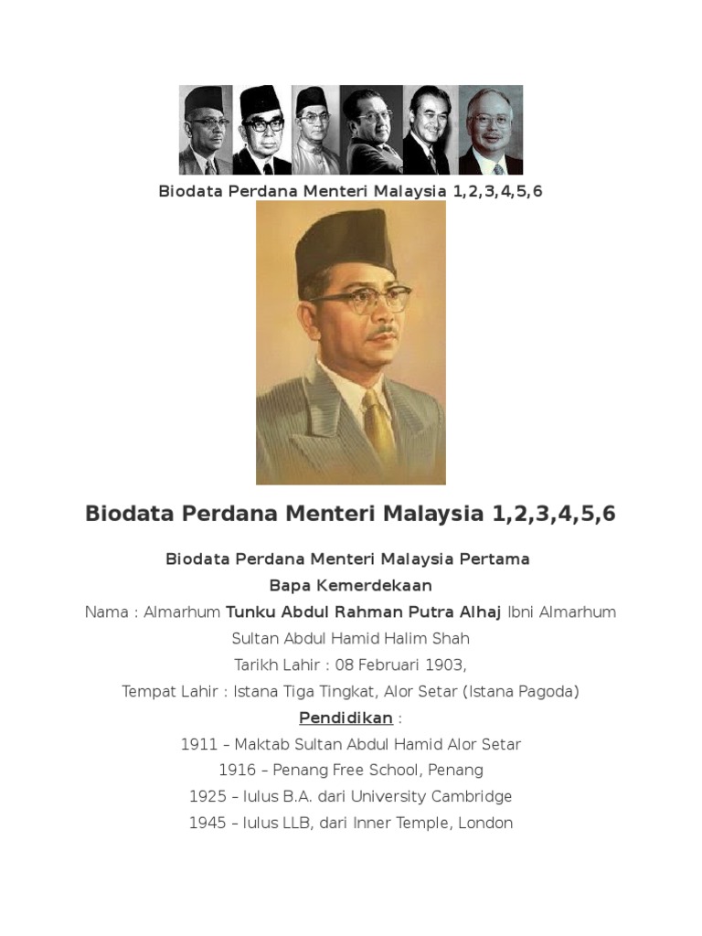 Biodata Perdana Menteri Malaysia 1  PDF