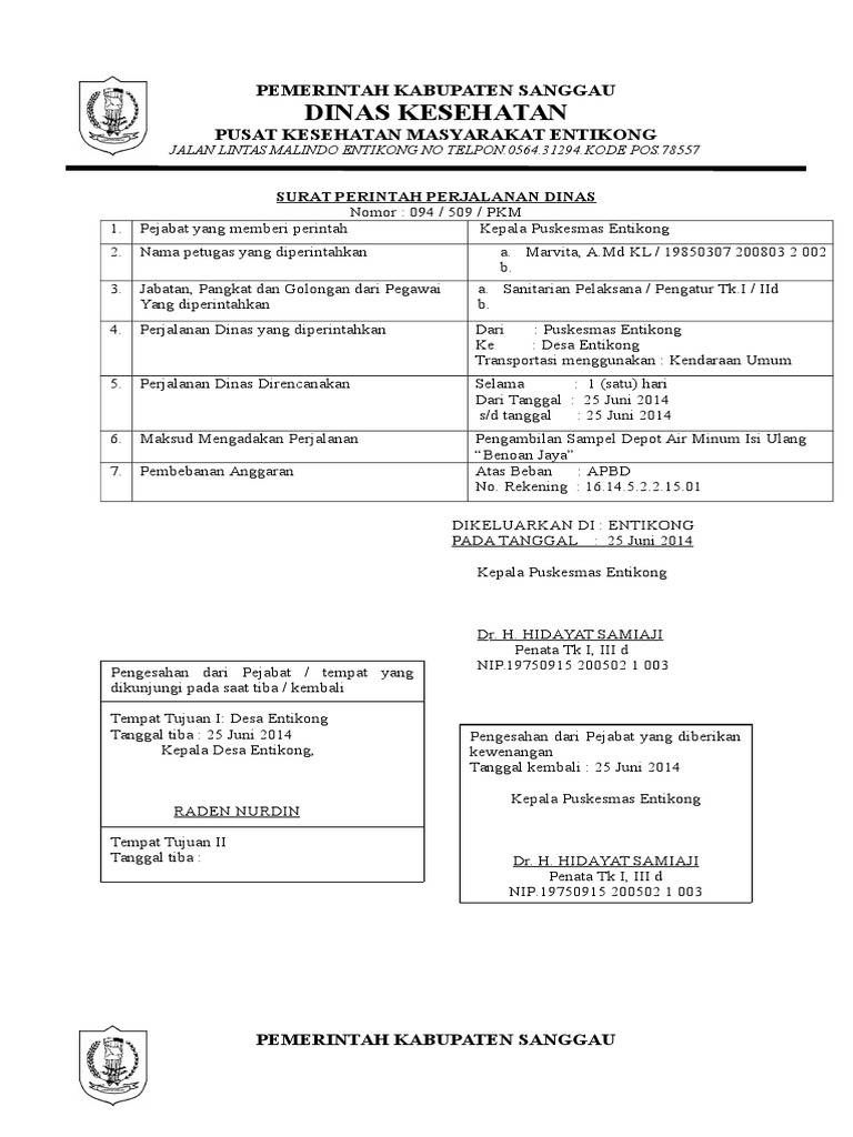 Contoh SPPD, SPT | PDF