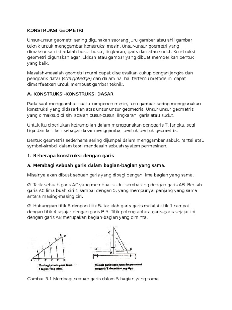 Konstruksi Geometri Garis 3 Geometris Gambar Teknik