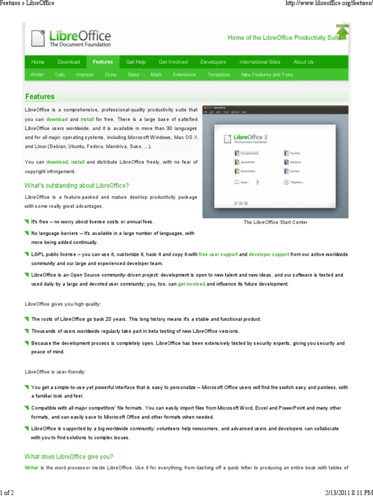 LibreOffice Features PDF Microsoft Access Databases