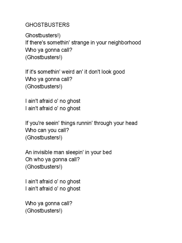Ghostbuster LYRICS