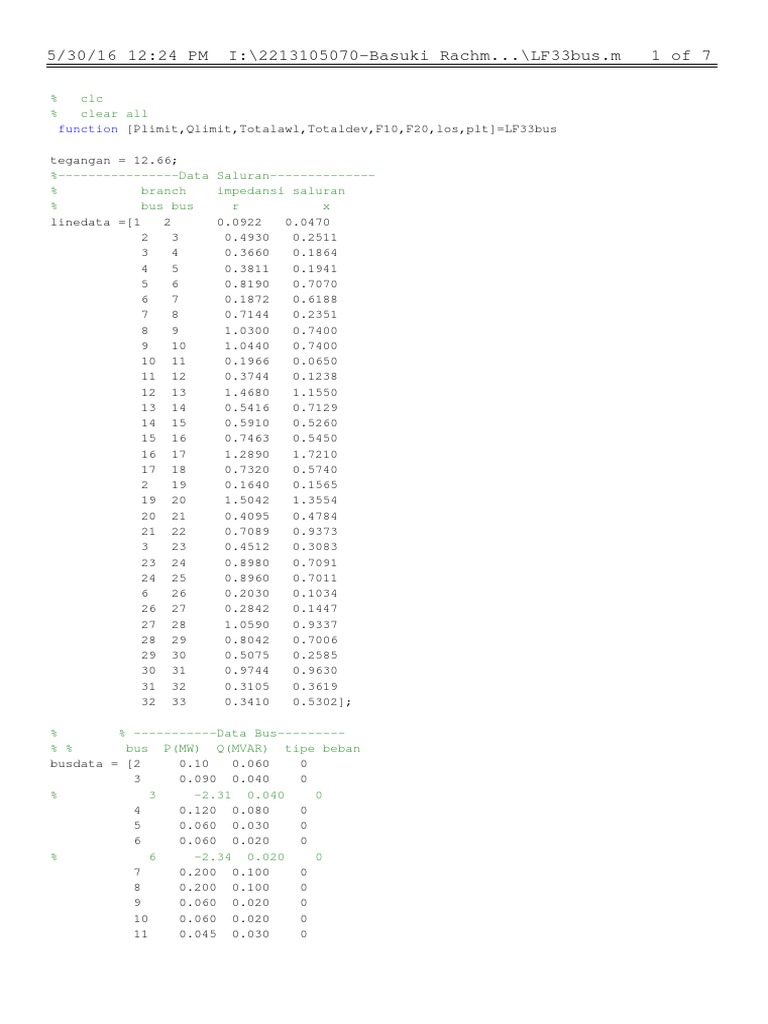 Load Flow Analysis for 33-Bus System | PDF