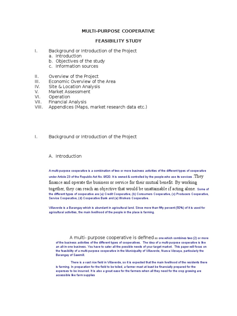 Feasibility Study Cooperative Feasibility Study