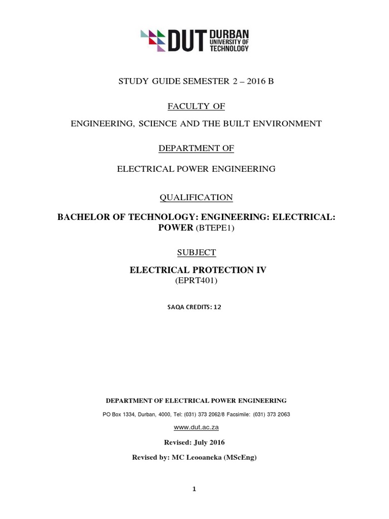 2 Learner Guide For Electrical Protection IV 2016B PDF