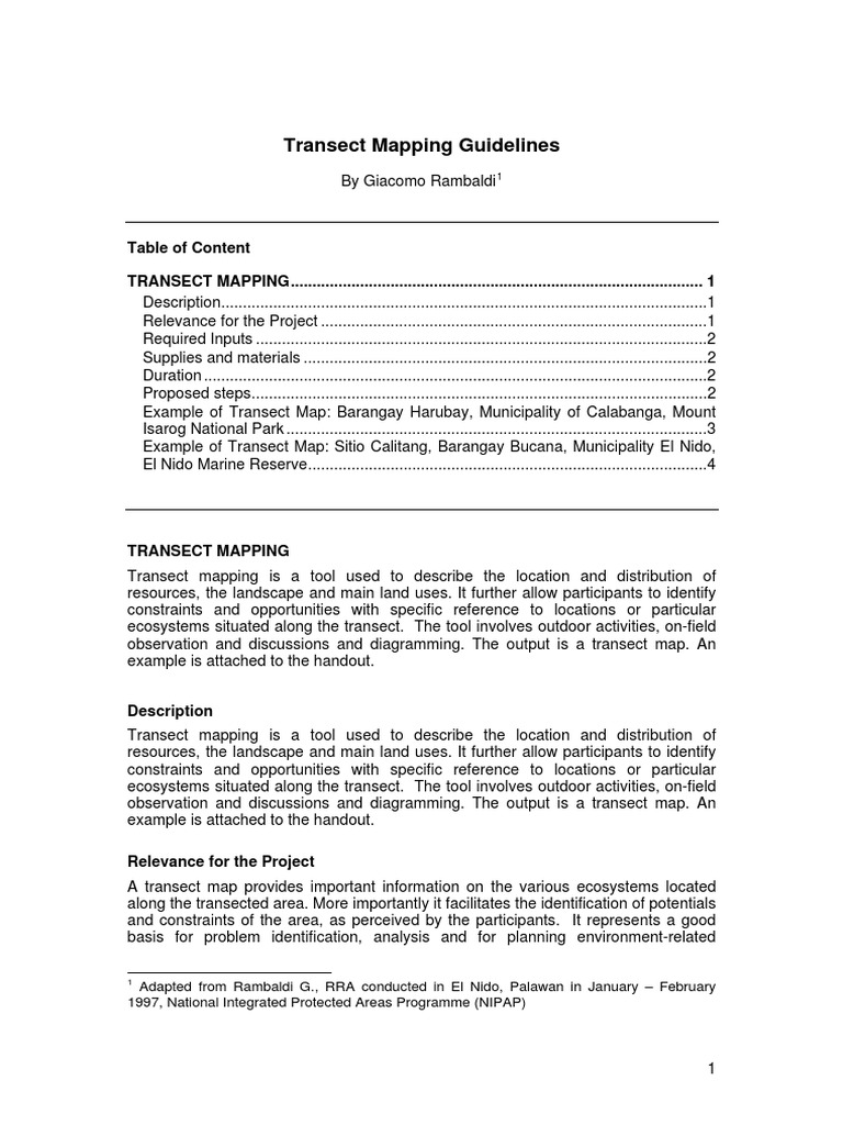 Transect Mapping Guidelines and Examples | PDF | Natural Environment ...