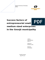 Success Factors of Entrepreneurial Small and Medium Sized Enterprises in The Gnosjö Municipality