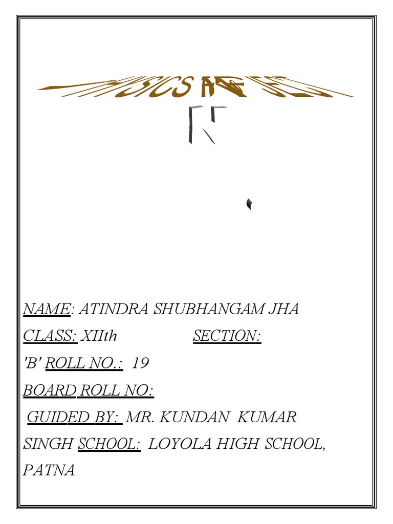 Physics Cbse Class 12th Project On Logic Gates PDF