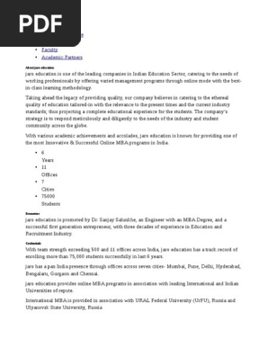 Jaro Education Pdf Master Of Business Administration Stocks