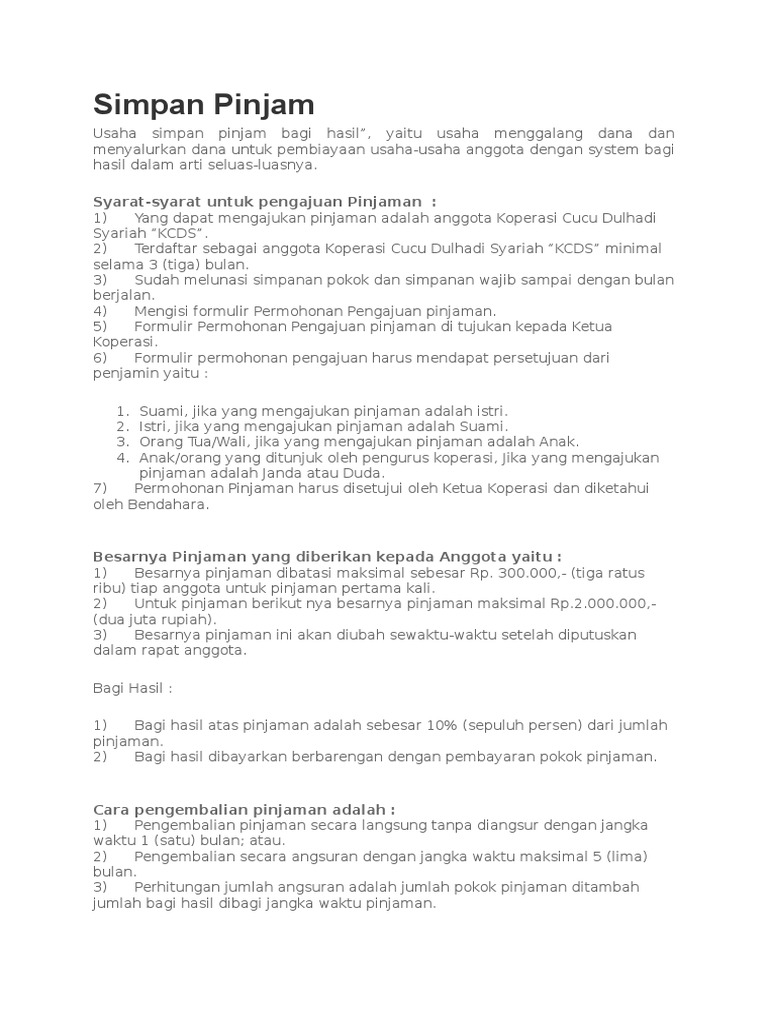 Simpan Pinjam | PDF