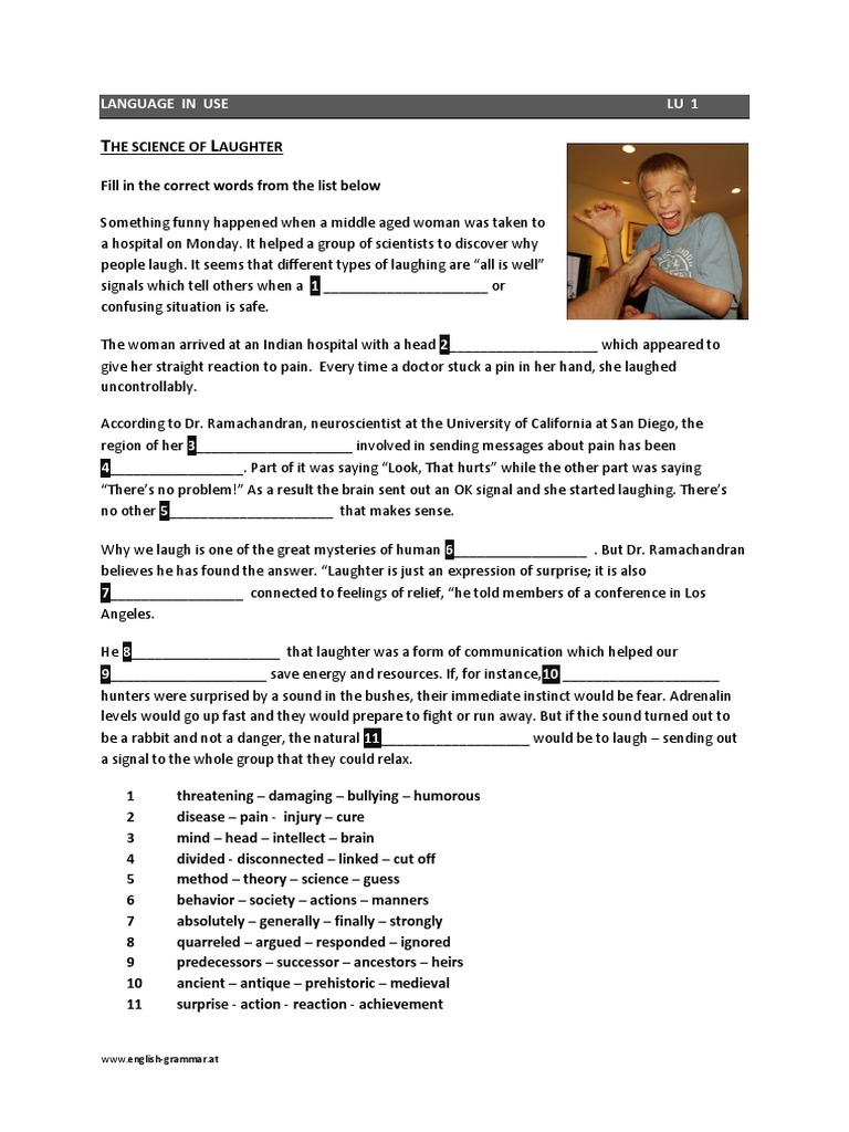 Language in Use 1 Laughter PDF | PDF | Laughter | Pain