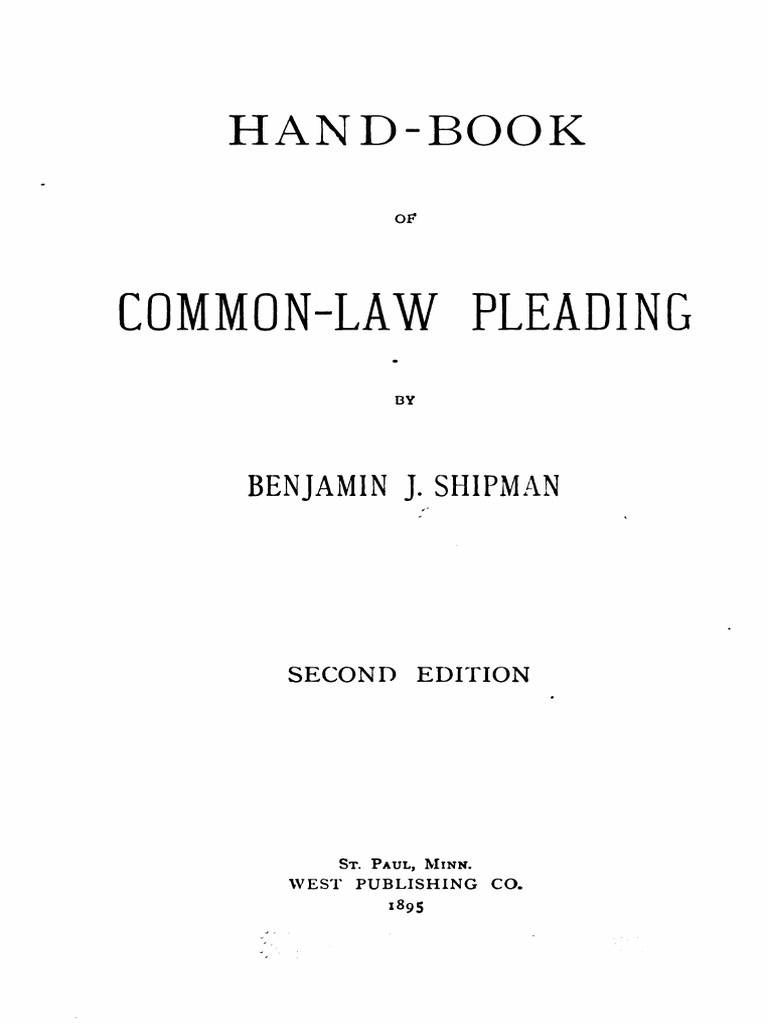 Benjamin J. Shipman's ''Hand-Book of Common-Law Pleading'' 601