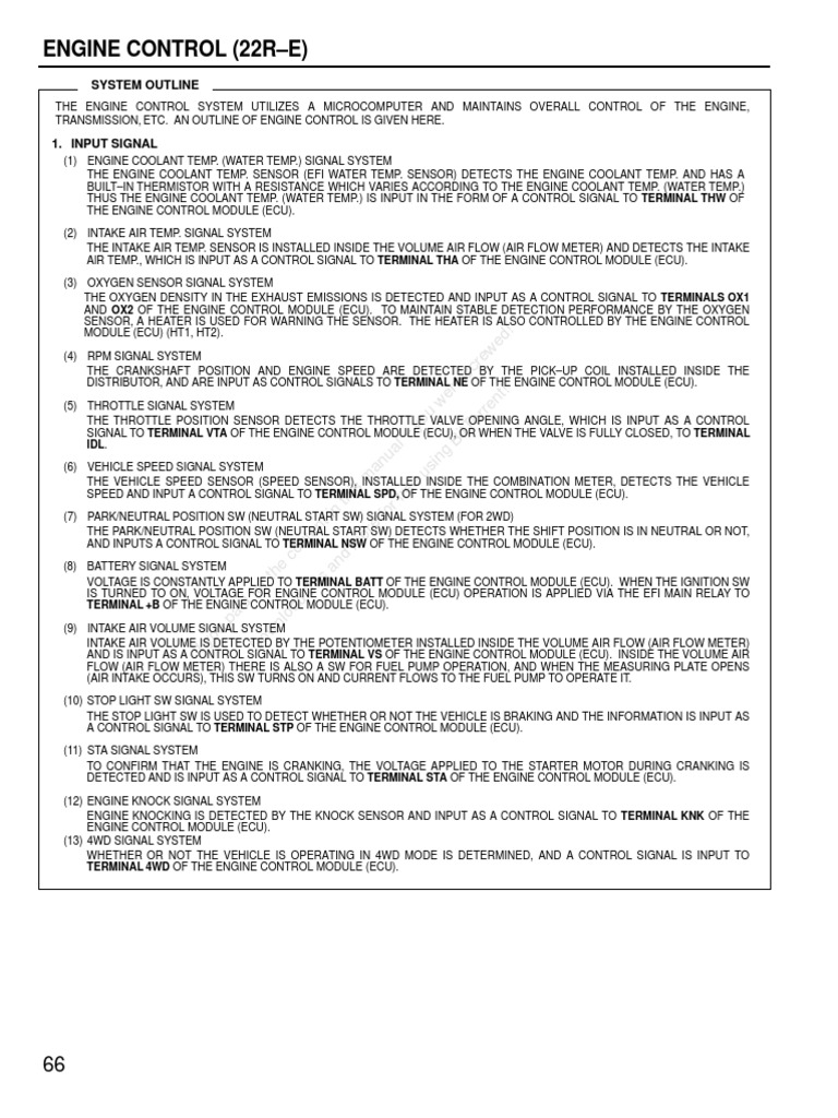 Engine Control (22RE) PDF Fuel Injection Throttle