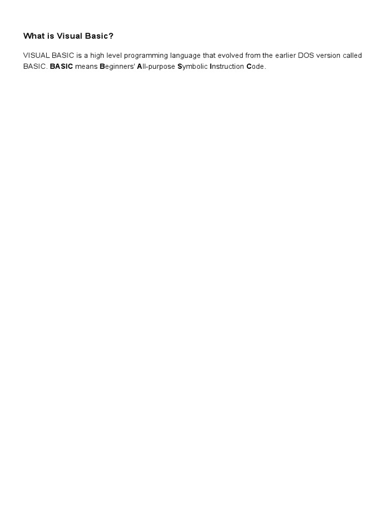 What Is Visual Basic? | PDF | Areas Of Computer Science | Computer ...