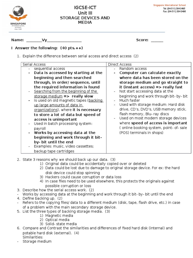 Vy Unit 3 Test Storage Devices and Media PDF Disk Storage