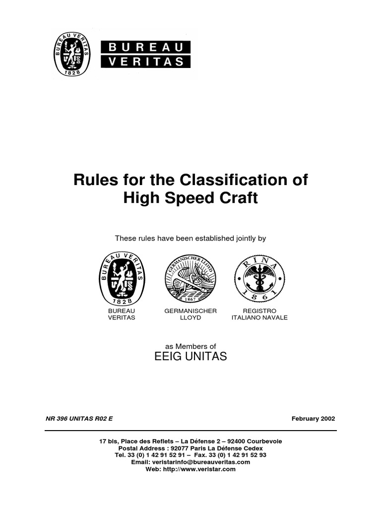 Classification Rules for High Speed Craft | PDF | Safety | Marine ...