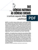 Das Ciencias Naturais Às Ciências Sociais - o Currículo Segundo William Doll