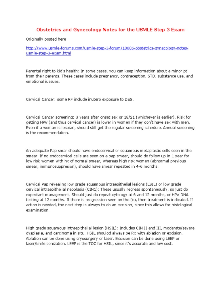 Obgyn Step 3 Notes 140123143640 Phpapp02 | PDF | Cervical Cancer ...