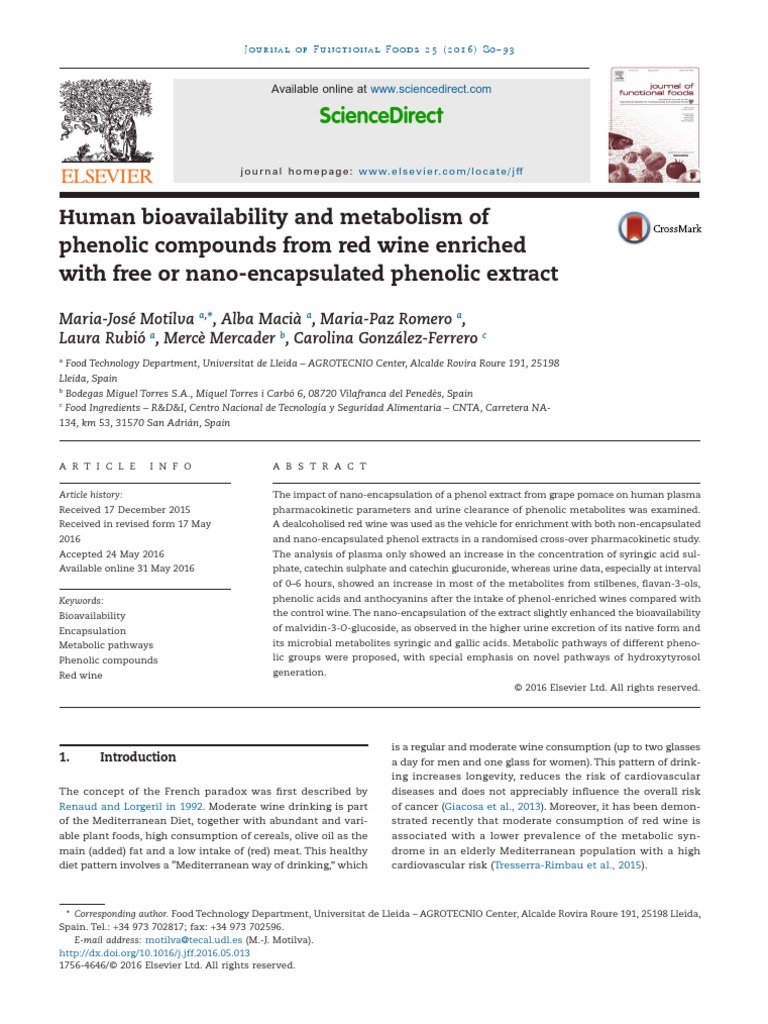 Human Bioavailability and Metabolism of Phenolic Compounds From Red ...