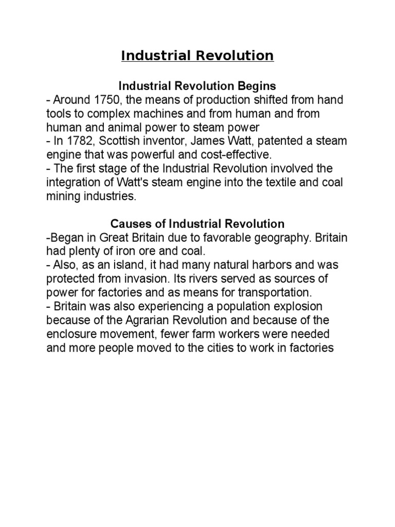 Industrial Revolution Notes | PDF