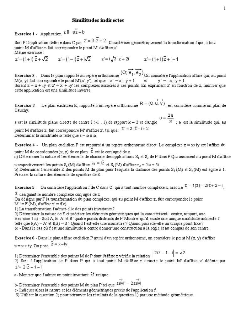 Exercices sur les similitudes indirectes | PDF | Triangle | Géométrie ...