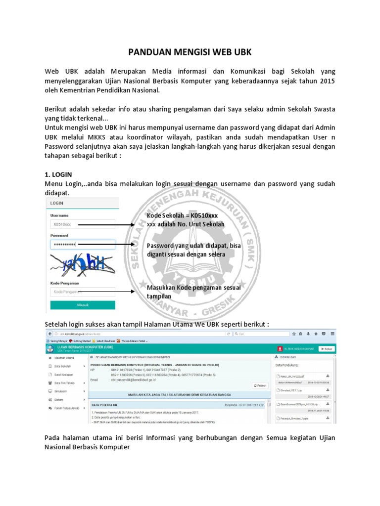 Panduan Login dan Pengisian Web UBK | PDF