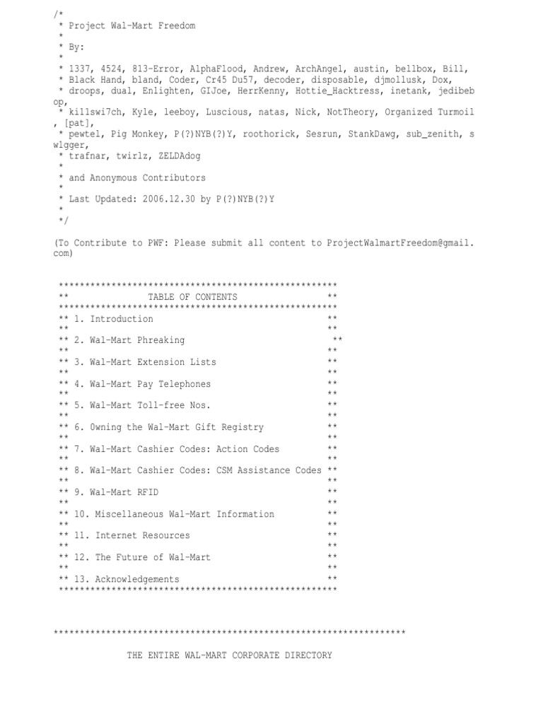 Project WalMart Freedom PDF Walmart Radio Frequency Identification