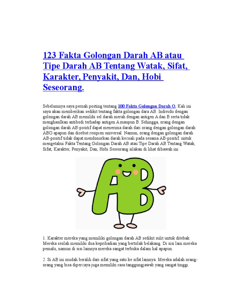 123 Fakta Golongan Darah Ab Pdf