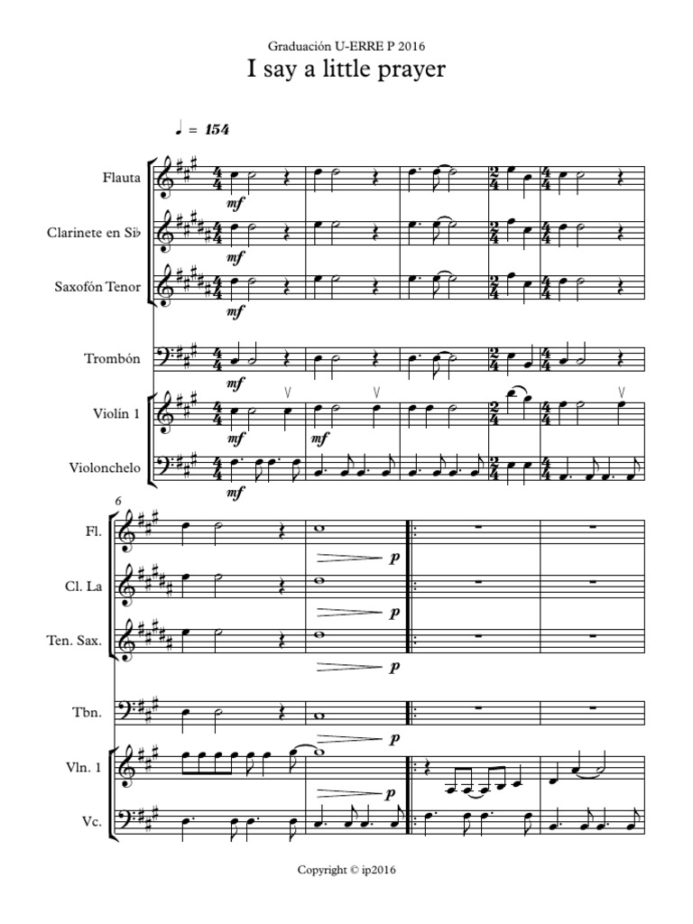 I Say a Little Prayer Score