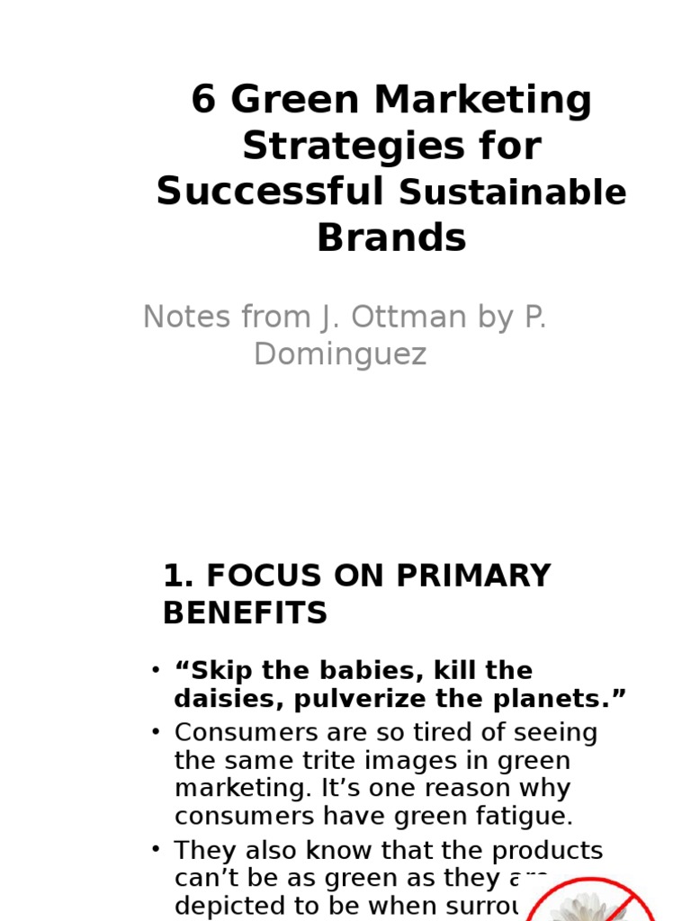 6 Green Marketing Strategies For Successful Sustainable Brands | PDF ...