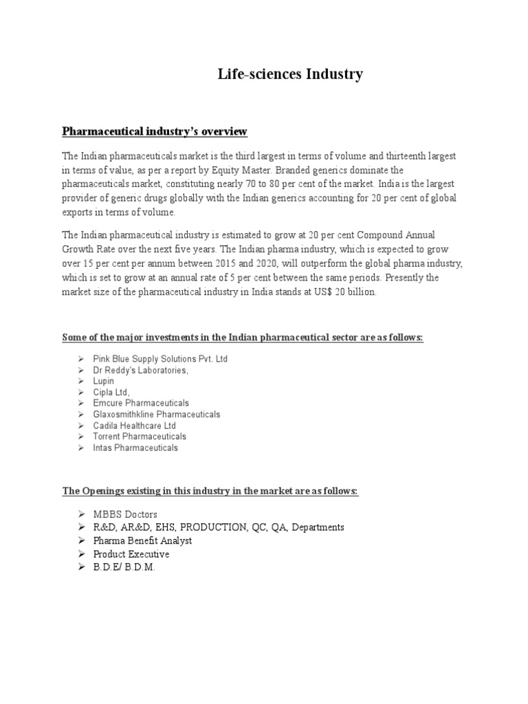 Overview Of India S Pharma And Medical Devices Industry Pdf