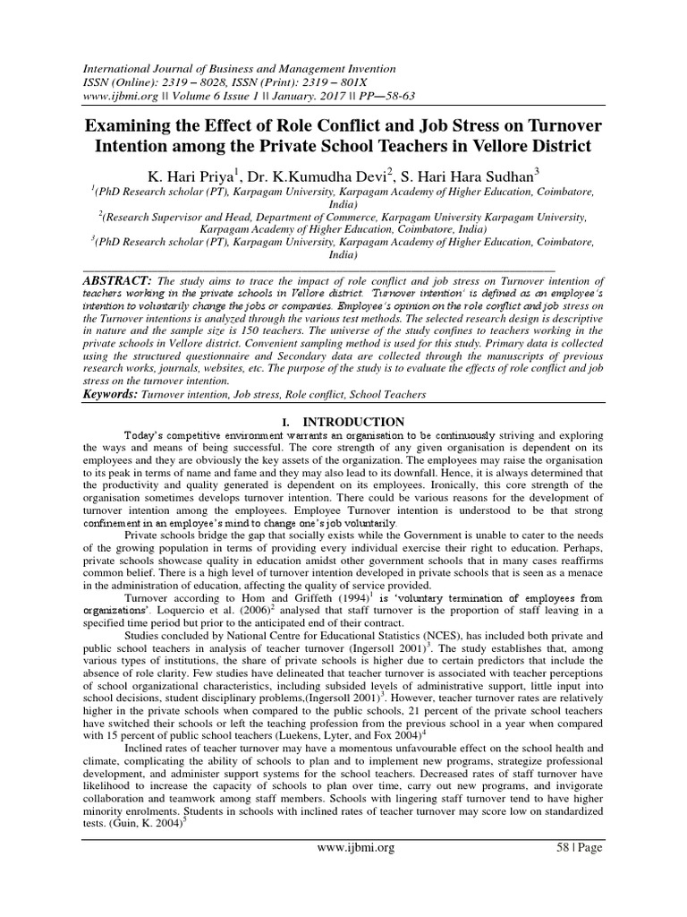 Impact of Job Stress on Teacher Turnover | PDF | Dependent And ...